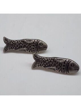 Vintage Metal Fish Sewing Buttons Shank Crafts Embellishments Quilting Lot of 2